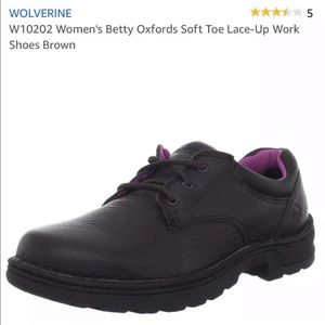 WOLVERINE Betty Oxford Work Shoes Brown Leather